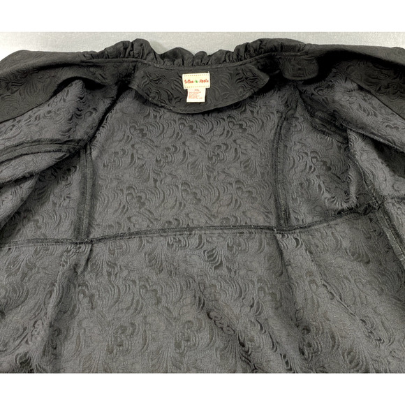 Toffee Apple Dress Coat Womens XXL Black Floral Button Up Jacket Pockets Unlined - Picture 11 of 12